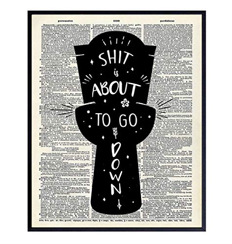 Bathroom Typography Upcycled Dictionary Wall Art Print Unique Funny
