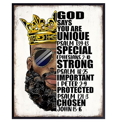 Bible Verse Gifts for Black Men - Christian Art - Psalms Inspirational ...