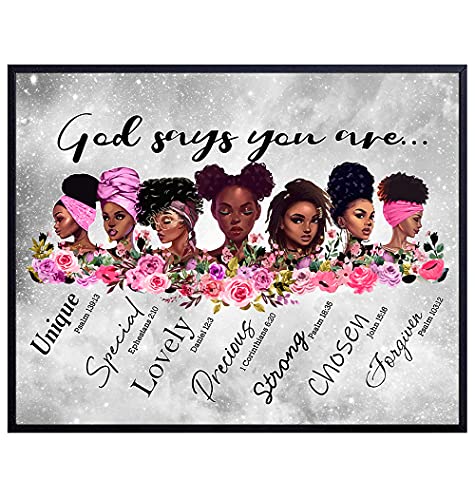 Bible Verses Religious Wall Decor - God Says You Are - African American ...