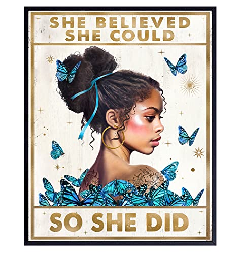 Black Girl Inspirational Wall Decor - She Believed She Could So She Did ...