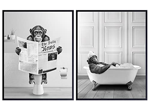Funny Bathroom Wall Art for Men - Cute Gray Bathroom Accessories - Bathroom Pictures Decorations ...