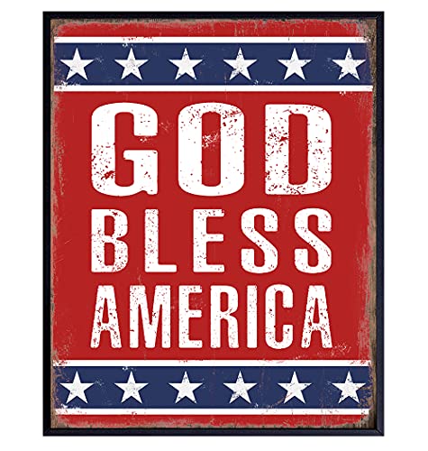 God Bless America Sign - Patriotic Decorations - Patriotic Wall Decor ...