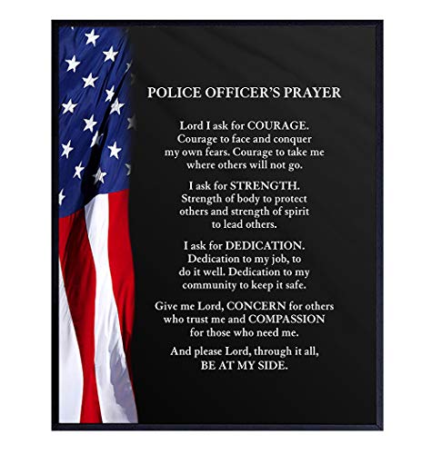 Patriotic Flag Police Officer Prayer - Wall Art Decor Picture for Home ...