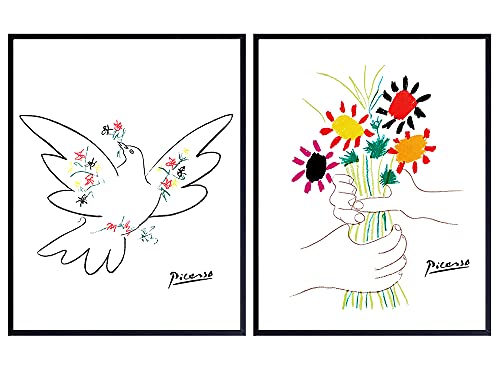 Picasso Poster Set 8x10 Pablo Picasso Wall Art Dove Of Peace Picasso Pablo Picasso Prints