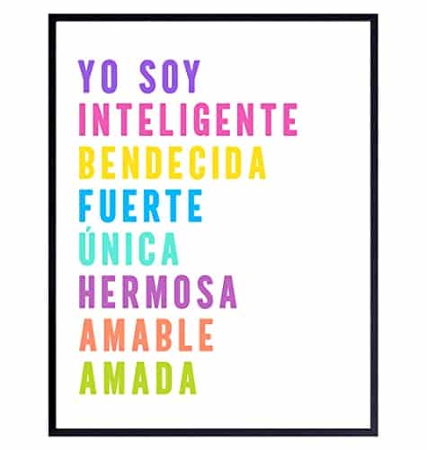 positive affirmation Spanish Wall Art & Decor LARGE 11x14 ...