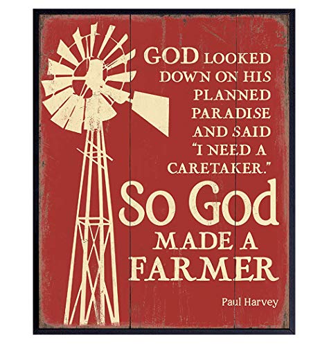 So God Made a Farmer Wall Decor Sign - 8x10 Farm Poster - Farm Wall Art ...