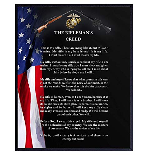 USMC American Flag Wall Art - Riflemans Creed Patriotic Decorations ...