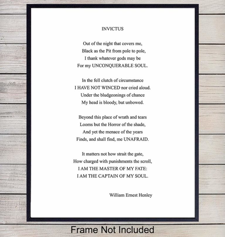 Invictus Poem Wall Art Print Typography - Yellowbird Art &amp; Design