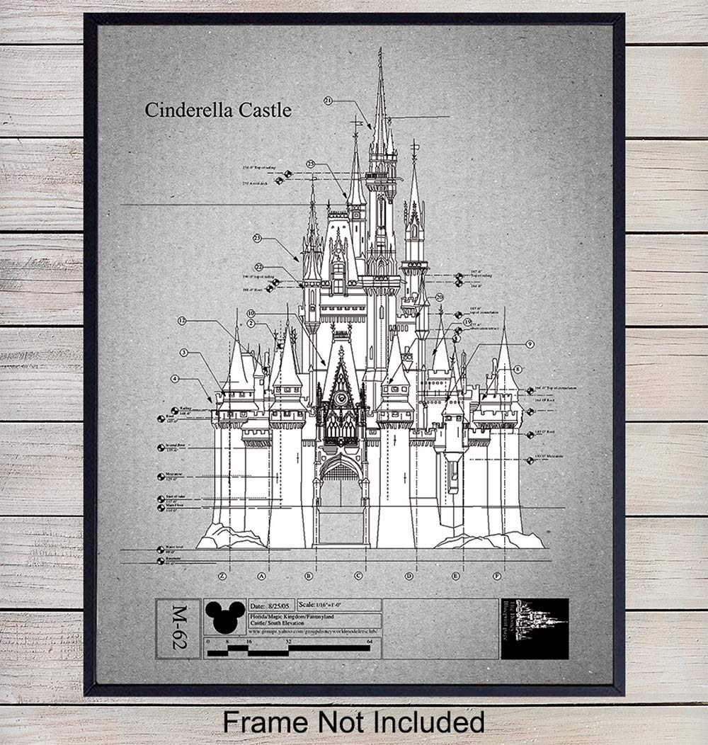 Cinderella's Castle Disney Home Décor 11x14 Vintage Disney Patent Print 
