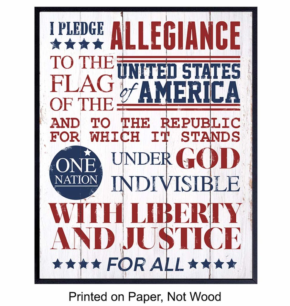 Pledge of Allegiance Art Print Wall Art - Yellowbird Art & Design