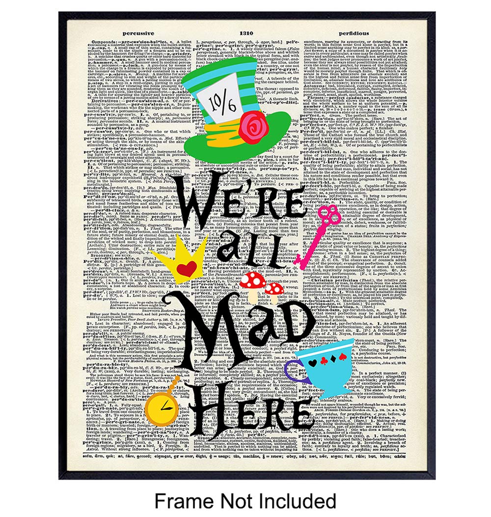 Alice in Wonderland Dictionary Art Print Poster Book Gift Tardis Decoration