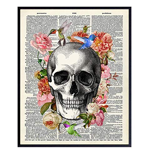 Floral Skull Gothic skull wall art print unframed 