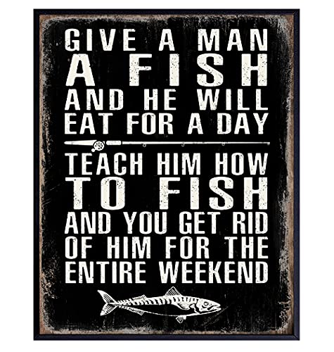 Funny Fishing Wall Decor Gifts For Men Man Cave Fish Art Decorations Lake House The Home Beach - Fish Gifts Home Decor