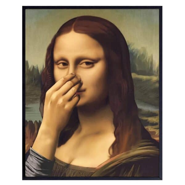 Bathroom Art Mona Lisa Poster - 8x10 Fun Wall Art - Famous Paintings Wall Art - Guest Bathroom Decor - Restroom Art - funny Wall Decor - small Bathroom Wall Decor - Bathroom Decor Aesthetic - B0DPXKWHNL