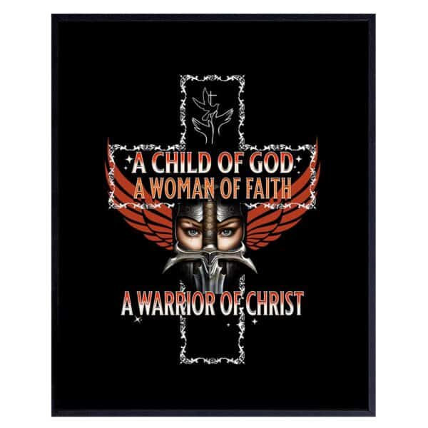 Christian Faith Wall Art for Women - Child Of God Catholic Decor for Christian Women - Gothic Wall Art - Goth Art - Positive Quotes - Motivational Signs - Religious art - Encouraging Gifts for Women - B0DM68SFZ1