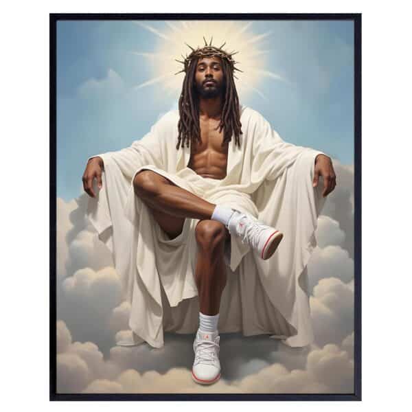 Black Jesus Painting - Urban Home Decor - Black Man African American Wall Art & Decor - Jesus Picture - Basketball Wall Decor for Men - Gym Wall Art - Mens Decor - Christian Decor - Cool Wall Decor - B0DMTN1BWJ