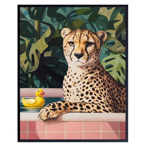 Mid Century Modern Bathroom Decor - Jungle Animals Cheetah Print Wall Art - Mid Century Wall Art & Decor - Vintage Retro Bathroom Wall Decorations - Bathroom Artwork - Luxury Bathroom Decor for Women - B0DMTL4HJK