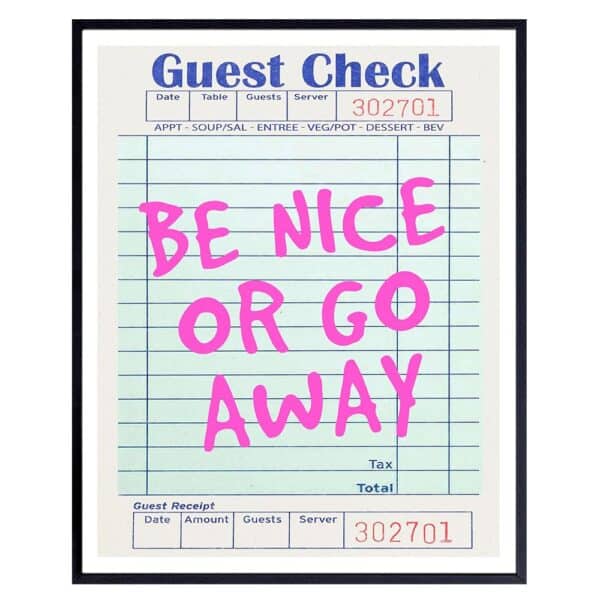 Be Nice or Leave Sign - College Dorm Room Decor - Tweens, Teen Girls Bedroom Wall Art - Funny Gifts for Women - funny Office Decor -Welcome Sign - Indie Room Decor - Fun Wall Decor - funny Quotes - B0DM2PNZPZ