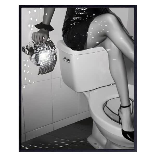 Black and White Wall Decor for Bathroom - Mens Wall Decor Bathroom Art - Retro Bathroom Decor, Disco Ball Wall Decor, Half Bathroom Decor for Men Women - Sexy Woman Grunge Room Decor Restroom Decor - B0DM66YR67