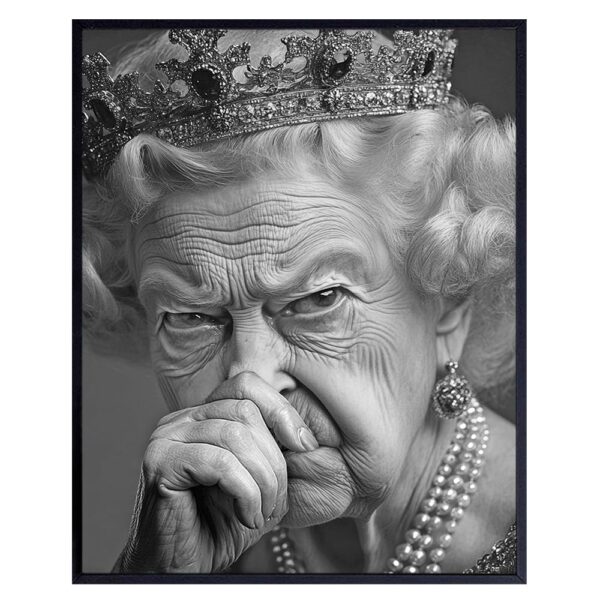 Queen Elizabeth Bathroom Pictures - funny Bathroom Sign - Toilet Wall Art - Fun Wall Art & Decor - Cute Bathroom Decor for Men - Bathroom Accessories for Women - small Bathroom Wall Art & Decor - B0DMPL94QB