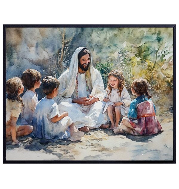 Jesus Pictures Kids Room Decor - Christian Wall Decor for Kids Bedroom Decor - Little Girls Room Decor - Baby Room Decor - Baby Nursery Wall Art - Toddler Boys Room Decor - Christian Room Decor 8x10 - B0DMQ5QDWR