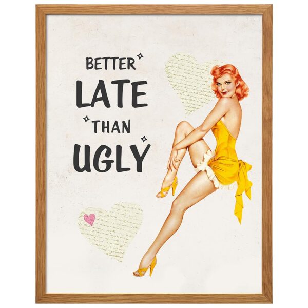 Retro Wall Art For Women 11x14 FRAMED - Vintage Decor 50s Pinup Girl - Funny Bathroom Decor for Women, Bedroom Decor for Women - Unique Art for Women Gift - Retro Vintage Wall Decor - Poster Print - B0DQVNM7MH