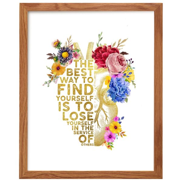 Inspirational Quote FRAMED - Appreciation, Graduation Gift for Nurse Practitioner, Teacher, RN, Physician Assistant, EMT, Doctor - Heart Anatomy Wall Art - Floral Decor, Medical Office Print - 8x10 - B0DQQ6RCBP