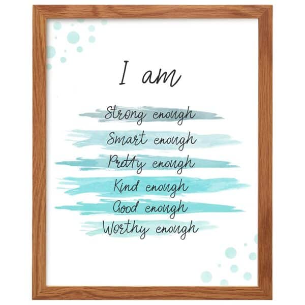 Positive Quotes Wall Decor FRAMED - Positive Affirmations, Encouragement Gifts for Women, Teens, Girls - Inspirational Quotes, Motivational Wall Art, Inspiring Uplifting Sayings Wall Decor, Light Blue - B0DQLRBYS6