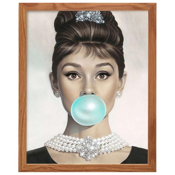 Audrey Hepburn Wall Art FRAMED - Blue Audrey Hepburn Poster - Holly Golightly - Glam Wall Art - Vintage Movie Poster - Gift for Women, Her, Wife, Woman - Pop Art Wall Decor - B0DQDPPNF2