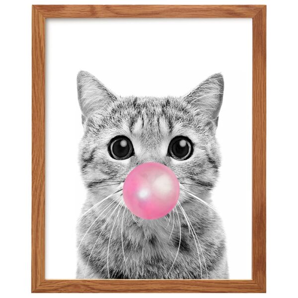 Cat Wall Decor FRAMED - Tabby Cat, Cute Cat Wall Art, Room Decoration for Girls Bedroom, Kids Room, Living Room, Nursery - Cat Lover Gifts for Women - Adorable Pink Girly Kitty, Pussycat, Kitten Print - B0DQ5XXT1H