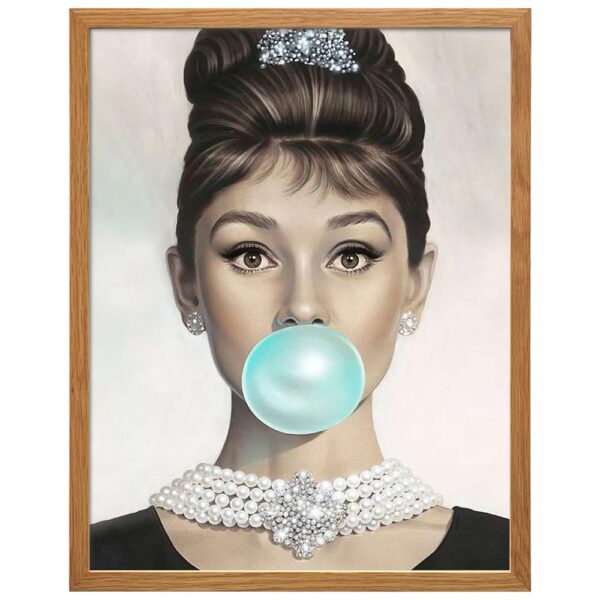 Vintage Pop art Wall Decor 11x14 FRAMED - Audrey Hepburn Art for Women - Wall Art Gifts for Women - Pop art Poster - Woman Wall Decor - Retro Decor for Women - Chic Home Decor - Retro style - LARGE - B0DQVFXLL3