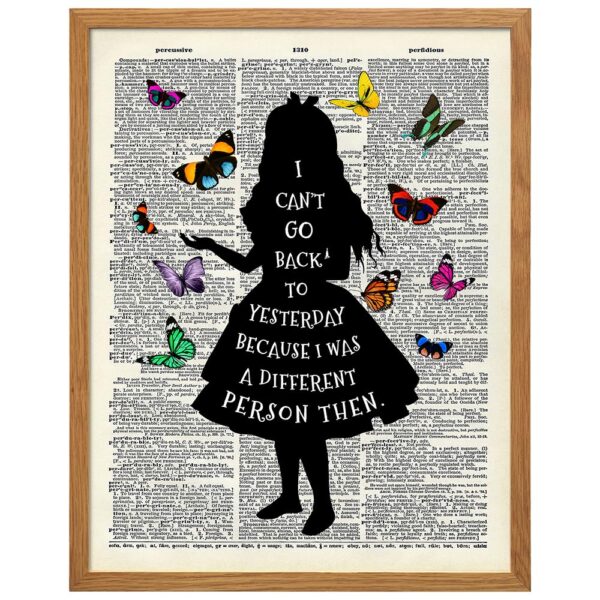 Alice in Wonderland Quote Art 11x14 FRAMED - Funny Sayings Wall Decor - Alice in Wonderland Decor - Trendy Room Decor - Womens Bedroom Decor - Office Decoration - Inspirational Quotes - Lewis Carroll - B0DQVHKGYW