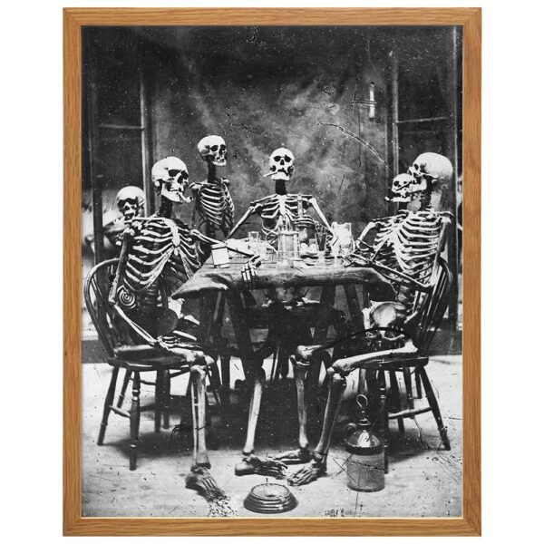 Vintage Skeleton Wall Art LARGE 11x14 FRAMED - Gothic Home Decor, Pagan Gifts - Creepy Scary Picture - Halloween Decoration, Occult Supplies - Skeleton Decor, Horror Skeleton Wall Decor, Funny Photo - B0DQYGHN31