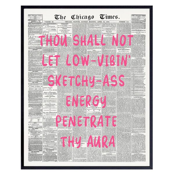 Positive Quotes Wall Decor - Aura Inspirational Wall Art for Women - Pink Boho-chic Print - Cute Office Wall Art - funny Sayings Trendy Stuff - Funky Eclectic Wall Decor - B0DQY4T7K2