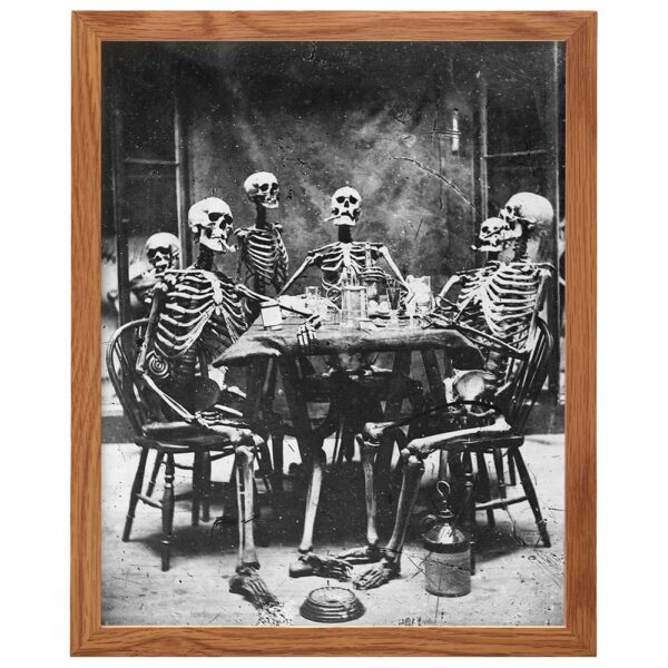 Skeleton Decor FRAMED - Skeleton Wall Art - Goth Gothic Home Decor - Wicca Decor - Wiccan, Witchcraft Supplies - Paganism Pagan Gifts - Vintage Human Anatomy Photo - Funny Creepy Scary Picture - B0DQQ8R6NT