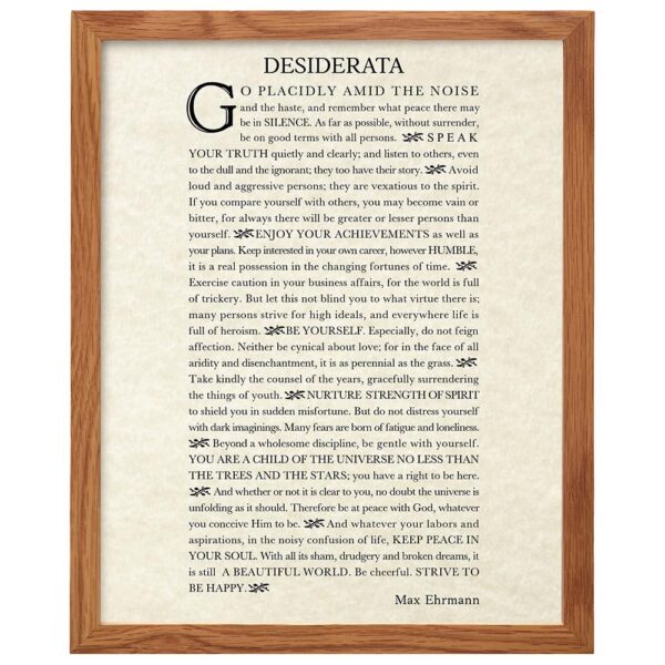 Desiderata Poem Wall Art Print FRAMED - Max Erhman - Typography - Makes a Great Gift for Home Decor - Inspirational and Motivational - Framed 8x10 Photo - B0DQLRKYD8