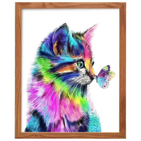 Butterfly Cat Wall Art & Decor FRAMED- Cat Wall Decor - Cat Lover Gifts for Women Woman Girl - Little Girls Bedroom Toddler Baby Room decoration - Daughter Gift - Nursery Decor Cute Cat Poster 8x10 - B0CT3ZN5G1