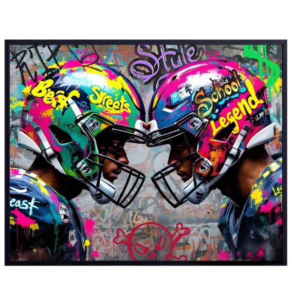 Graffiti Football Wall Decor - Sports Wall Art for Men - Manly Wall Decor - Masculine Wall Art - Cool Home Decor - sports bar Decorations - Urban Man cave Decorations - Teen Boys Bedroom Poster 8x10 - B0DSCKQ5TM