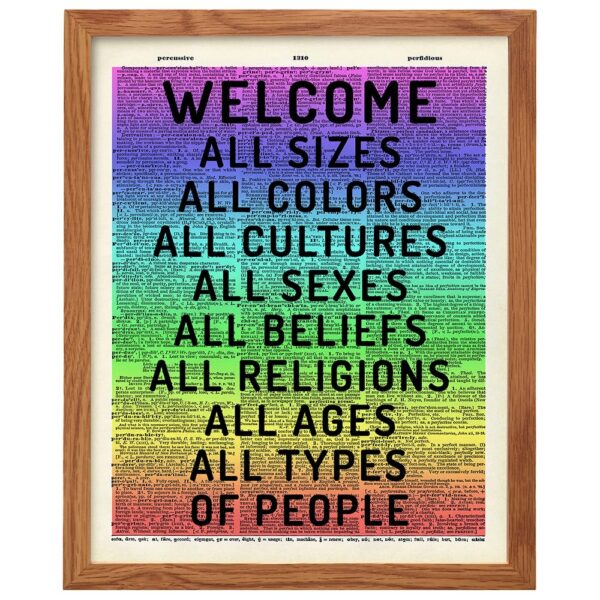 Welcome Sign FRAMED - Tolerance Dictionary Wall Decor Picture - Art Poster Print for Home, Office, Bar - Gift for LGBTQ, Queer, Gay, Lesbian, African American, Black, Latino, Liberal Democrats - B0DQLS7P5V