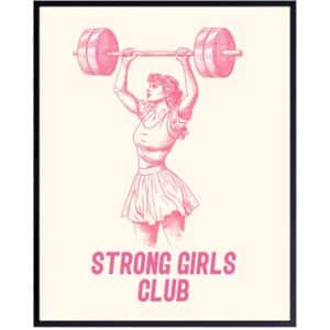 Empowered Womens Art Motivational poster - Strong Women Girly Wall Decor - Inspirational Quotes Picture - Pink Office Art for Women - 8x10 Gym Wall Decor - Home Gym Aesthetic Picture - Funky Art - B0DXVK9JW7