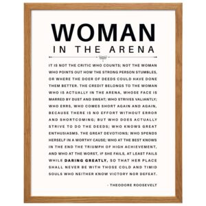 LARGE 11X14 FRAMED - Man/Woman In the Arena - Teddy Roosevelt Poster - Positive Quotes - Motivational Inspirational Wall Art Decor - Uplifting Gift for Women, Feminist, Entrepreneur - Daring Greatly - B0DZD71R2C