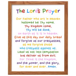 Lords Prayer Wall Art FRAMED - Religious Bible Study Scripture Decor for Church, Sunday School Classroom, Baby, Girls Room, Toddler, Boys Bedroom, Nursery - Blessed Christian Gift for Daughter, Kids - B0DZ34QJ22