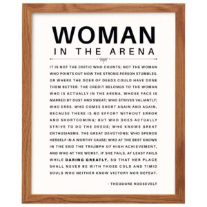 Daring Greatly Man/Woman In the Arena Quote Poster FRAMED - 8x10 Famous Teddy Roosevelt Speech - 8x10 Motivational Inspirational Wall Art Decor - Uplifting Gifts for Women, Feminist, Entrepreneur - B0DZ721WDL