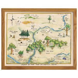 Vintage Nursery Decor FRAMED - Baby Room Decor - Toddler Room Artwork - Little Boys Bedroom Picture - Baby shower Decorations - Hundred Acre Wood - Kids Wall Art - Girls Decoration - B0DZ31XHNC