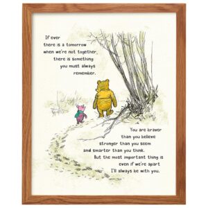 Winnie Wall Art FRAMED - Pooh Kids Room Decor - Boys Room Decor - Little Girls Bedroom Picture - Baby Nursery Decoration - Wall Print for Toddlers - Inspirational Positive Quotes Picture Poster print - B0DZ3394MT