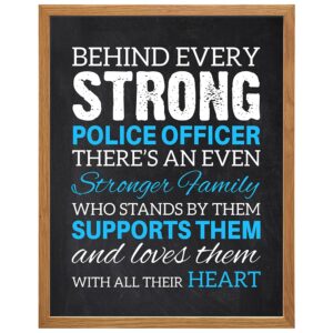 police officer Wall Art 11x14 FRAMED - Patriotic Home Decor for Law enforcement, First Responders, Policewomen, Policemen, Cops - American Flag Decor for Living Room, Bedroom, Office - Poster Gift - B0DZD66T9P