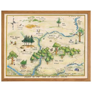 Winnie Pooh Nursery Decor FRAMED - LARGE 11X14 - Toddler Baby Room Wall Art - Little Boys Bedroom Decor - Baby Shower Decorations - Vintage Hundred Acre Wood - Kids Wall Art - Girls Room Decoration - B0DZ2PGP61