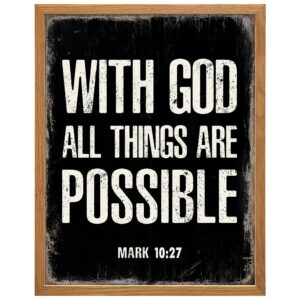 religious Wall Decor Inspirational Art LARGE 11x14 FRAMED - Christian Motivational Bible Verse Art Print - Catholic Gifts for Men - Scripture Wall Artwork - Christian Home Decor - spiritual Gifts - B0DZD7DKF3