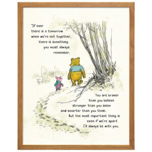 Winnie Pooh Wall Art FRAMED - Kids Wall Art - Boys Room, Baby Nursery Decor - Girls Bedroom Decor, Artwork for Toddlers - Always Remember You Are Braver Than You Believe, A. A. Milne Poster 11x14 Gift - B0DZ2P4CKB