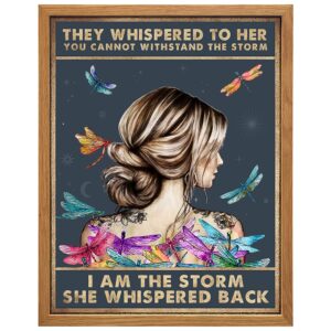 They Whispered to Her You Cannot Withstand The Storm She Whispered Back I Am The Storm Wall Art & Decor FRAMED - Positive Motivational Encouragement Gifts for Women - Inspirational Quotes LARGE 11x14 - B0DZD5HZPD